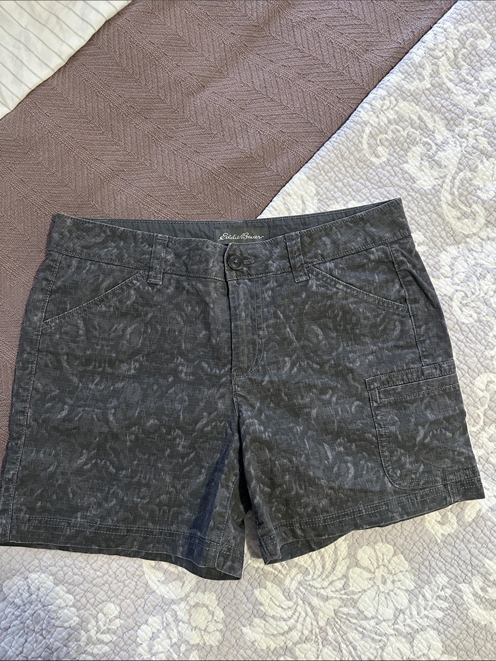 Eddie Bauer Dark Charcoal Floral-Pattern Bermuda Shorts